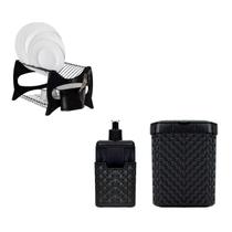 Kit para Pia de Cozinha Escorredor Dispenser e Lixeira