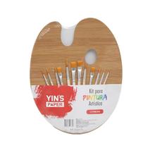 Kit Para Pintura Artistica 12 Pinceis e 1 Paleta Yins Paper