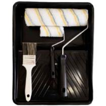 kit para pintura c/01 bandeja plastica, 01 rolo lã 23cm, 01 suporte para rolo e 01 pincel de 1.1/2