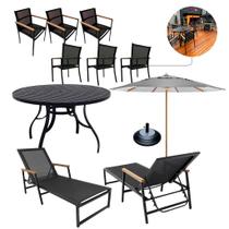 Kit Para Piscina 6 Cadeiras, Mesa, Espreguiçadeiras + Guarda Sol Kit Para Piscina 6 Cadeiras, Mesa, Espreguiçadeiras + Guarda Sol