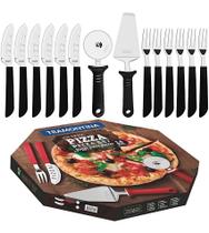 Kit Para Pizza 14 Peças Aço Inox Tramontina Cabo De Polipropileno Preto