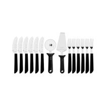 Kit para Pizza 14 Peças Pizza Laminas de Aço Inox e Cabos de Polipropileno Tramontina Pizza Preto