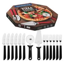 Kit para pizza preto 14 peças inox - tramontina