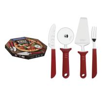 Kit para Pizza Tramontina 14 Pecas Laminas em INOX - Vermelho