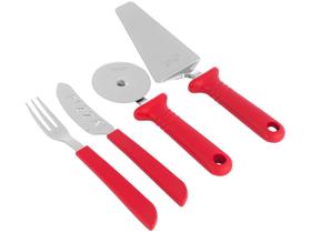 Kit para Pizza Tramontina com Lâminas em Aço Inox e Cabos de Polipropileno Vermelho 14 Peças