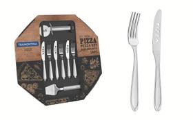 Kit para pizza tramontina laguna em aço inox 14 peças