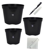 Kit para planta com 300 vasos de diferentes tamanhos para flores e mudas suculentas e temperos + 300 etiquetas de identificação + caneta permanente