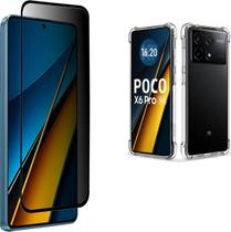 Kit para Poco X6 Pro 5g Película Privacidade Fosca 9D + Capinha Case