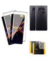 Kit Para Poco X7 5G 2x Capa TPU + 2x Pelicula 3D + 2x Película Da Câmera Lente