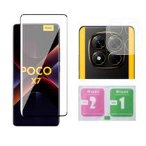 Kit Para Poco X7 5G Película Curvada 3D + Pelicula Da Câmera Lente + Limpa Tela