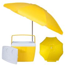 Kit para Praia Amarelo Cooler 36l + Guarda Sol Articulado 2 M Bel