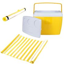 Kit para Praia Amarelo Cooler Caixa Termica 36l + Esteira com Alca Bel