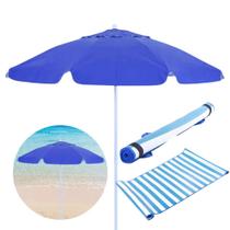 Kit para Praia Azul Guarda Sol 2 M + Esteira com Alca Bel