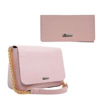 Kit para Presente Bolsa Transversal Carteira Rose Feminina