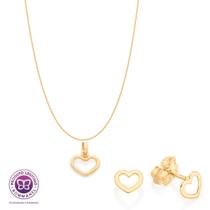 Kit Para Presente Feminino Colar+ Pingente + Brincos Corações Banhados A Ouro 18k Kit Para Presente Feminino Colar+ Pingente + Brincos Corações Banhados A Ouro 18k