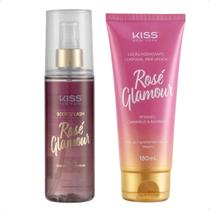 Kit para Presente Rosé Glamour Body Splash E Hidratante Kiss Ny Kit Hidratante Cuidados com a pele F