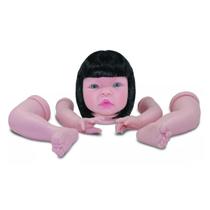 Kit Para Reborn Com Pernas Braços Cabeça Cabelo Olhos Morena