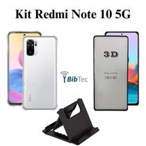 Kit para Redmi Note 10 5G Película 3D de Vidro + Capa + Suporte de Mesa para Redmi Note 10 5G