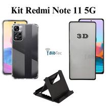 Kit para Redmi Note 11 5g Película 3D de Vidro + Capa + Suporte de Mesa para Redmi Note 11 5G