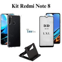 Kit para Redmi Note 8 Película 3D de Vidro + Capa + Suporte de Mesa para Redmi Note 8