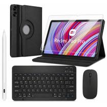 Kit para Redmi Pad Pro 12.1 Capa Giratória 360 Teclado e Mouse Bluetooth + Caneta Touch + Película