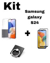 Kit para S24 - Capa Transparente + Película 3D + Suporte Anel Para Samsung Galaxy S24