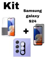 Kit Para S24 - Capinha + Película Fosca Privacidade + Película P/Câmera Samsung Galaxy S24