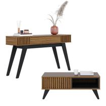 Kit para Sala de Estar com Aparador e Mesa de Centro Noce Preto Colibri Kit para Sala de Estar com Aparador e Mesa de Centro Noce Preto Colibri