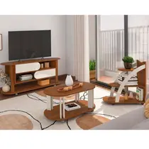 Kit para Sala de Estar com Rack e Mesa de Centro e Mesa de Apoio Mundi