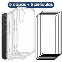 Kit Para Samsung Galaxy A54 5G - 05 Capas TPU Anti-Impacto + 05 Películas de Vidro Temperado 3D 5D