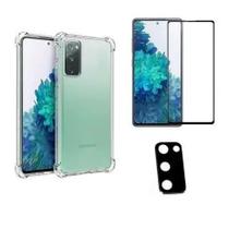 Kit para Samsung S20 FE - Película 3D de Vidro + Capa Transparente Anti Impacto + Película de Câmera