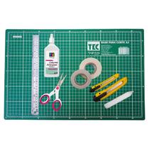 Kit Para Scrapbook Base De Corte Estilete Tesoura Fita Cola Dobradeira Toke e Crie