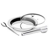 Kit para Servir Ciclo Tramontina com 3 Peças em Aço Inox com Tampa de Vidro