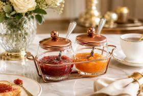 Kit Para Servir Geléia Molhos Cobre Inox Vidro Antepastos 7 Peças Creme Patê Mesa Organização Decorativo Kit Para Servir Geléia Molhos Cobre Inox Vidro Antepastos 7 Peças Creme Patê Mesa Organização Decorativo
