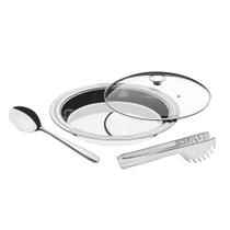 Kit para Servir Tramontina Ciclo Redondo em Aço Inox com Tampa de Vidro 3 Peças 64510/264 Kit para Servir Tramontina Ciclo Redondo em Aço Inox com Tampa de Vidro 3 Peças 64510/264