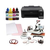 Kit para Sublimação Prensa 8x1 110v Impressora L1250 Tintas 100 Folhas e Fita térmica