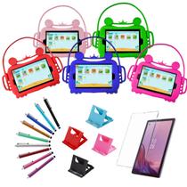 Kit para Tablet Lenovo M9: Capa Silicone Sapo, Película de Vidro, Suporte Celular e Caneta Touch