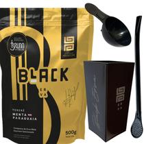 Kit Para Tereré Black Erva Mate 500g + Copo Cuia Quadrado Acrílico + Bomba Clássica Preta