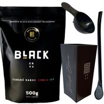 Kit Para Tereré Black Erva Mate 500g + Copo Cuia Quadrado Acrílico + Bomba Clássica Preta Kit Para Tereré Black Erva Mate 500g + Copo Cuia Quadrado Acrílico + Bomba Clássica Preta