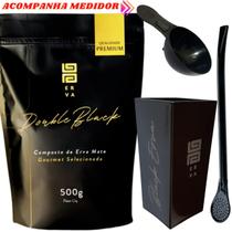 Kit Para Tereré Black Erva Mate 500g + Copo Cuia Quadrado Acrílico + Bomba Clássica Preta