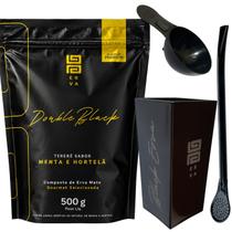 Kit Para Tereré Black Erva Mate 500g + Copo Cuia Quadrado Acrílico + Bomba Clássica Preta