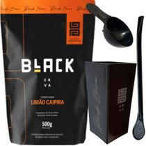 Kit Para Tereré Black Erva Mate 500g + Copo Cuia Quadrado Acrílico + Bomba Clássica Preta Kit Para Tereré Black Erva Mate 500g + Copo Cuia Quadrado Acrílico + Bomba Clássica Preta