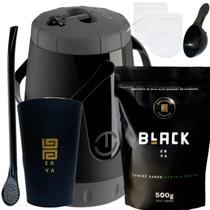 Kit Para Tereré Black Erva Mate 500g+Garrafa Lisa+Copo Caldereta Preto+Bomba Preta Escolha Sabor Kit Para Tereré Black Erva Mate 500g+Garrafa Lisa+Copo Caldereta Preto+Bomba Preta Escolha Sabor