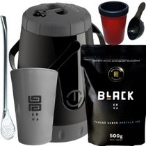 Kit Para Tereré Black Erva Mate 500g Garrafa Pávia Lisa Copo Acrílico Cinza Bomba de Ferro Cromada Kit Para Tereré Black Erva Mate 500g Garrafa Pávia Lisa Copo Acrílico Cinza Bomba de Ferro Cromada