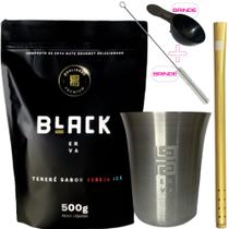 Kit Para Tereré Black Erva Mate Copo de Alumínio e Bomba Canudo de Alumínio