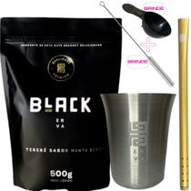 Kit Para Tereré Black Erva Mate Copo de Alumínio e Bomba Canudo de Alumínio