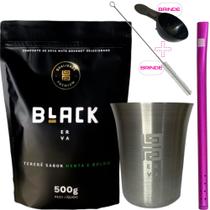 Kit Para Tereré Black Erva Mate Copo de Alumínio e Bomba Canudo de Alumínio