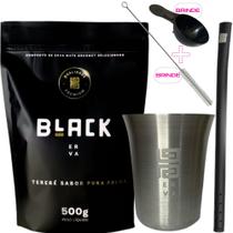 Kit Para Tereré Black Erva Mate Copo de Alumínio e Bomba Canudo de Alumínio