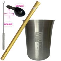 Kit Para Tereré Copo Alumínio Classic Bomba Canudo Black Erva Mate