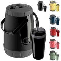 Kit Para Tereré Garrafa Jarra Pávia Garrafão 2,5 Litros + Copo Térmico 650ML com Bomba Inox Tereré Chimarrão Água